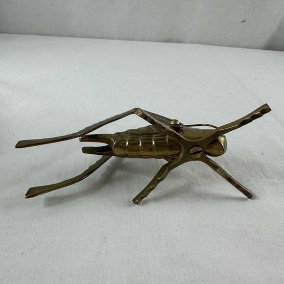 Vintage Solid Brass Cricket/Grasshopper Figurine Paperweight W/ Moveable Legs - Picture 10 of 10
